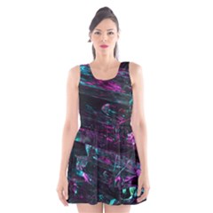 Space Futuristic Shiny Abstraction Scoop Neck Skater Dress