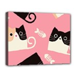 Cat Pattern Backgroundpet Canvas 14  x 11  (Stretched)
