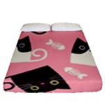 Cat Pattern Backgroundpet Fitted Sheet (Queen Size)