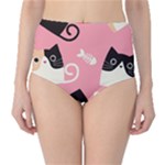 Cat Pattern Backgroundpet Classic High-Waist Bikini Bottoms