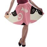 Cat Pattern Backgroundpet A-line Skater Skirt
