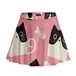 Cat Pattern Backgroundpet Mini Flare Skirt