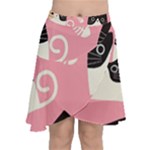 Cat Pattern Backgroundpet Chiffon Wrap Front Skirt