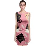 Cat Pattern Backgroundpet Sleeveless Velvet Midi Dress