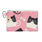 Cat Pattern Backgroundpet Canvas Cosmetic Bag (Large)
