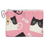Cat Pattern Backgroundpet Canvas Cosmetic Bag (XL)