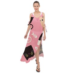 Cat Pattern Backgroundpet Maxi Chiffon Cover Up Dress by Amaryn4rt
