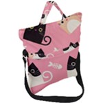 Cat Pattern Backgroundpet Fold Over Handle Tote Bag