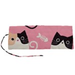 Cat Pattern Backgroundpet Roll Up Canvas Pencil Holder (S)