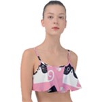 Cat Pattern Backgroundpet Frill Bikini Top