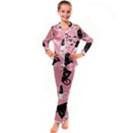 Cat Pattern Backgroundpet Kid s Satin Long Sleeve Pajamas Set