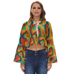 Paper Cut Abstract Pattern Boho Long Bell Sleeve Top by Amaryn4rt