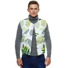 Leaves Foliage Pattern Abstract Men s Short Button Up Puffer Vest	 by Amaryn4rt