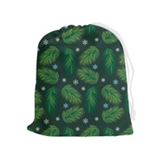 Leaves Snowflake Pattern Holiday Drawstring Pouch (xl) by Amaryn4rt
