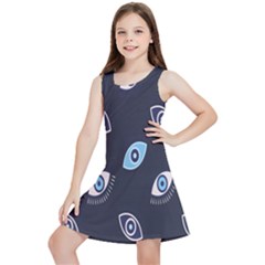 Eyes Evil Eye Blue Pattern Kids  Lightweight Sleeveless Dress by artworkshop