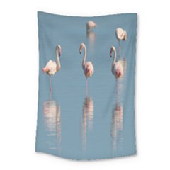 Flamingo Birds Plumage Sea Water Small Tapestry by artworkshop