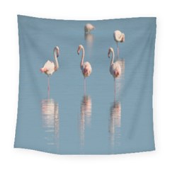 Flamingo Birds Plumage Sea Water Square Tapestry (large) by artworkshop