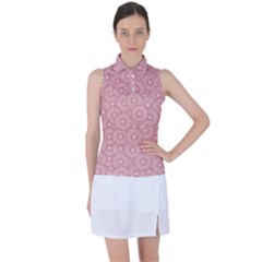 Flora Flowers Pattern Design Pink Spring Nature Women s Sleeveless Polo Tee by artworkshop