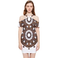 Gear Clockwork Decorative Fancy Shoulder Frill Bodycon Summer Dress by Wegoenart