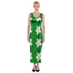 Flowers Art Pattern Floral Fitted Maxi Dress by artworkshop