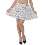 Flowery Floral Abstract Decorative Ornamental Velvet Skater Skirt