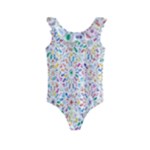 Flowery Floral Abstract Decorative Ornamental Kids  Frill Swimsuit