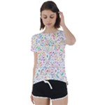 Flowery Floral Abstract Decorative Ornamental Short Sleeve Foldover Tee