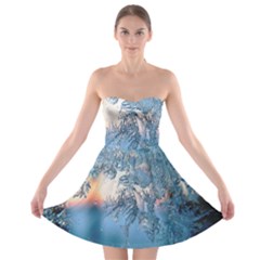 Frost Winter Morning Snow Season White Holiday Strapless Bra Top Dress by artworkshop