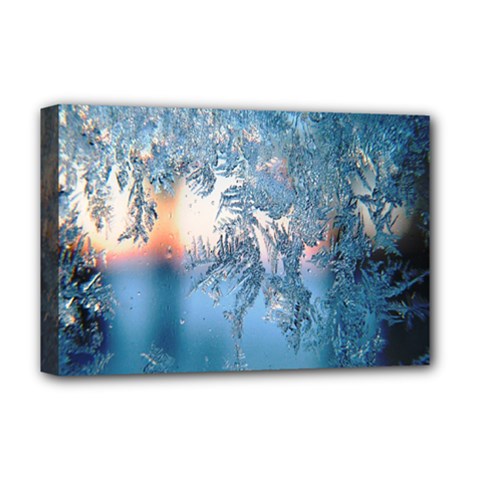 Frost Winter Morning Snow Season White Holiday Deluxe Canvas 18  X 12  (stretched) by artworkshop