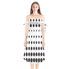 Halftone Pattern Dot Modern Retro Texture Circle Shoulder Tie Bardot Midi Dress by artworkshop