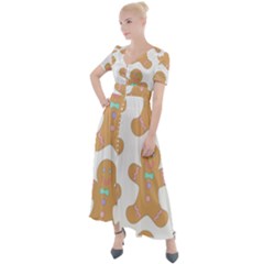 Happy Birthday Pattern Christmas Biscuits Pastries Button Up Short Sleeve Maxi Dress by artworkshop