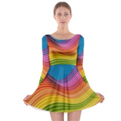  Rainbow Pattern Lines Long Sleeve Skater Dress by artworkshop