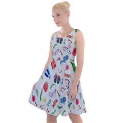New Year Christmas Winter Watercolor Knee Length Skater Dress by artworkshop