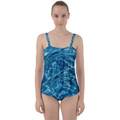Surface Abstract Background Twist Front Tankini Set by artworkshop