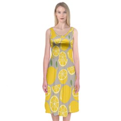 Lemon Wallpaper Midi Sleeveless Dress by artworkshop