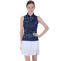 Merry Christmas Holiday Pattern  Women s Sleeveless Polo Tee by artworkshop