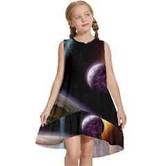 Planets In Space Kids  Frill Swing Dress
