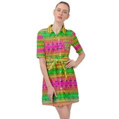 Peace And Love Belted Shirt Dress