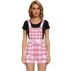 Pink And White Plaids Short Overalls