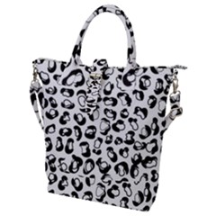 Black And White Leopard Print Jaguar Dots Buckle Top Tote Bag by ConteMonfrey