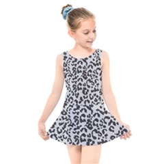 Grey And Black Jaguar Dots Kids  Skater Dress Swimsuit by ConteMonfrey