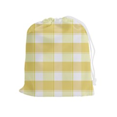 White And Yellow Plaids Drawstring Pouch (xl) by ConteMonfrey