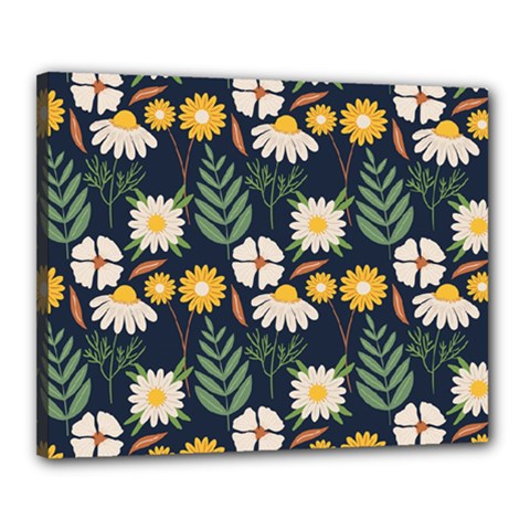 Flower Grey Pattern Floral Canvas 20  X 16  (stretched) by Dutashop