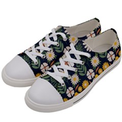 Flower Grey Pattern Floral Women s Low Top Canvas Sneakers by Dutashop