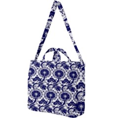 Blue Lace Decorative - Pattern 14th And 15th Century - Italy Vintage Square Shoulder Tote Bag by ConteMonfrey