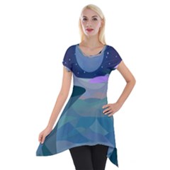 Landscapes Moon Stars Night Short Sleeve Side Drop Tunic by Wegoenart