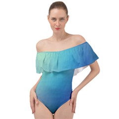 Color-bubbly Off Shoulder Velour Bodysuit  by nateshop