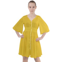 Geometric-pattern-yellow Boho Button Up Dress by nateshop