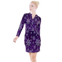 Star Christmas Button Long Sleeve Dress by nateshop