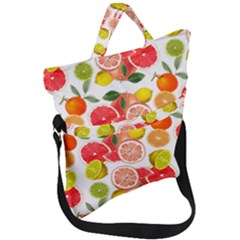 Citrus Fruit Seamless Pattern Fold Over Handle Tote Bag by Wegoenart